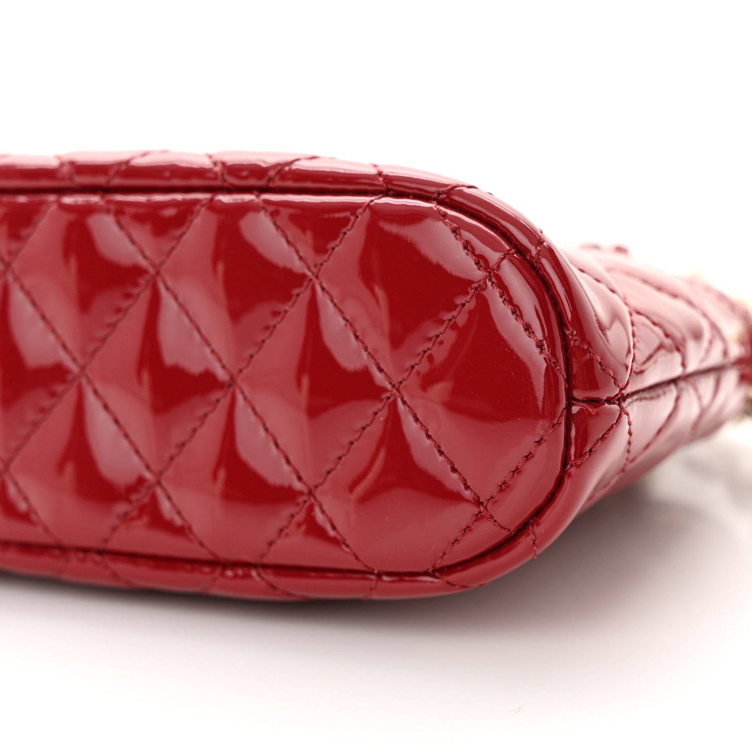Chanel Patent Calfskin Quilted Shiny Coco Clutch With Chain Red 10 of 11
