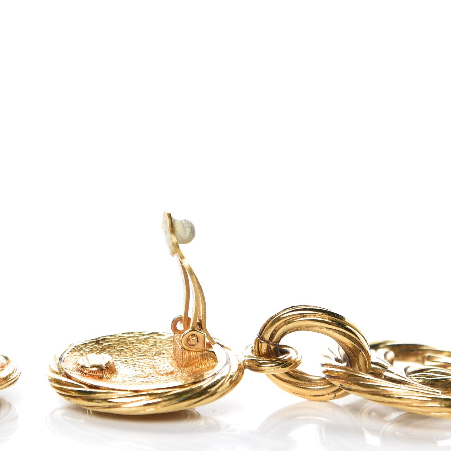 CC Large Drop Clip On Earrings Gold