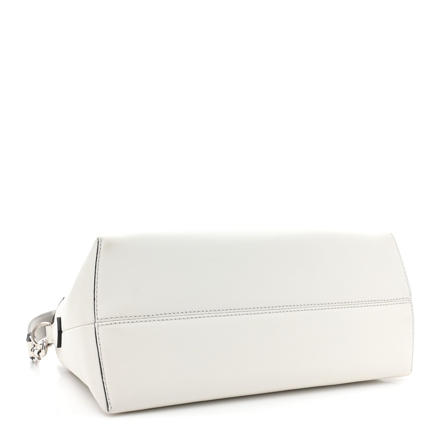 Fendi Vitello Dolce Bi-Color FF 1974 Embossed Medium By The Way Boston Bag White Ice Maya Black 4 of 16