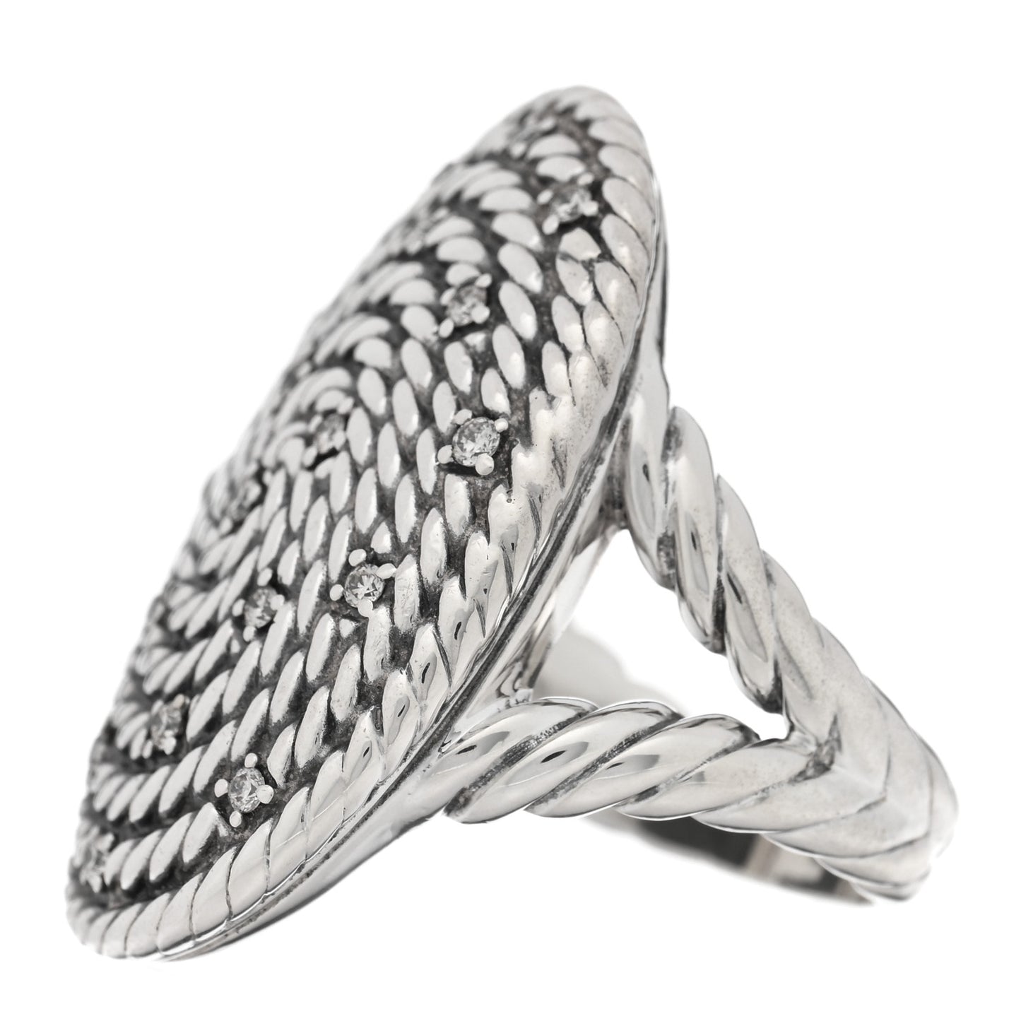 Sterling Silver Diamond Cable Coil Ring 60 9