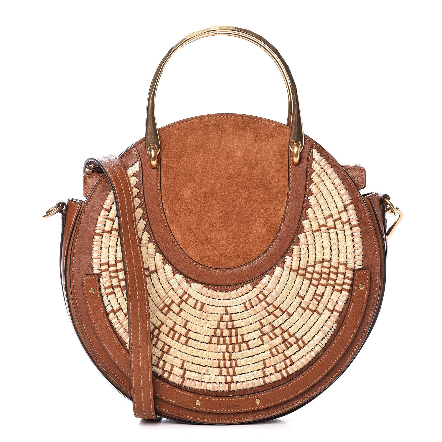 Chloe Calfskin Suede Raffia Medium Pixie Bag Caramel 1 of 14