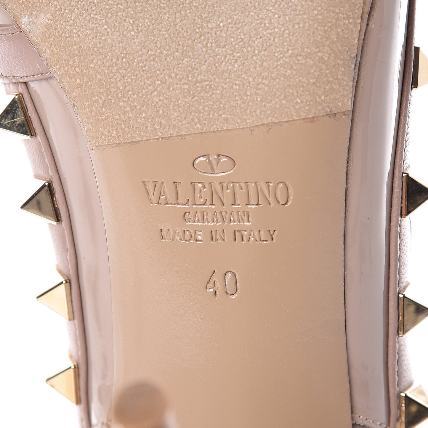 Patent Rockstud Ankle Strap Pumps 40 Poudre