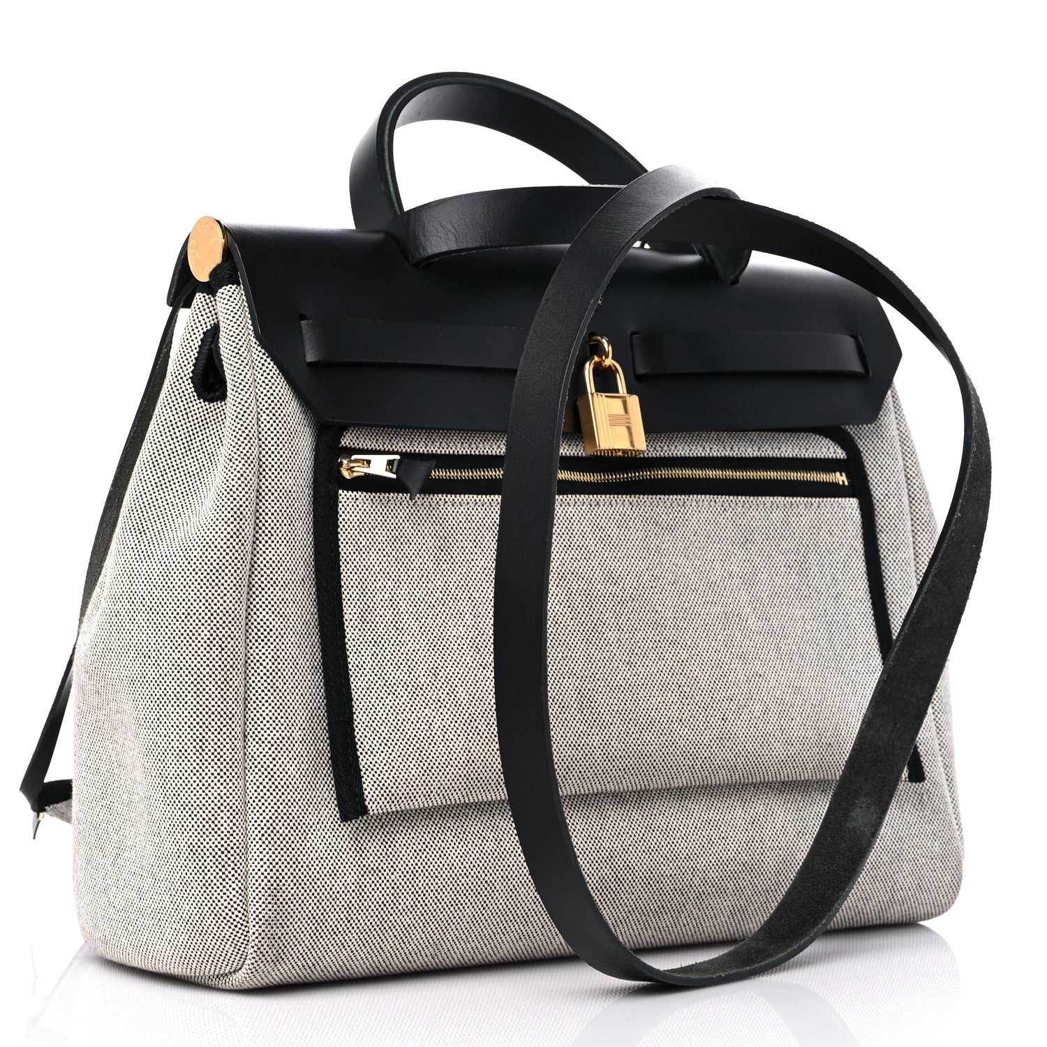 Hermes H Plume Canvas Vache Hunter Circuit 24 Herbag Zip Retourne 31 Black Ecru 3 of 12