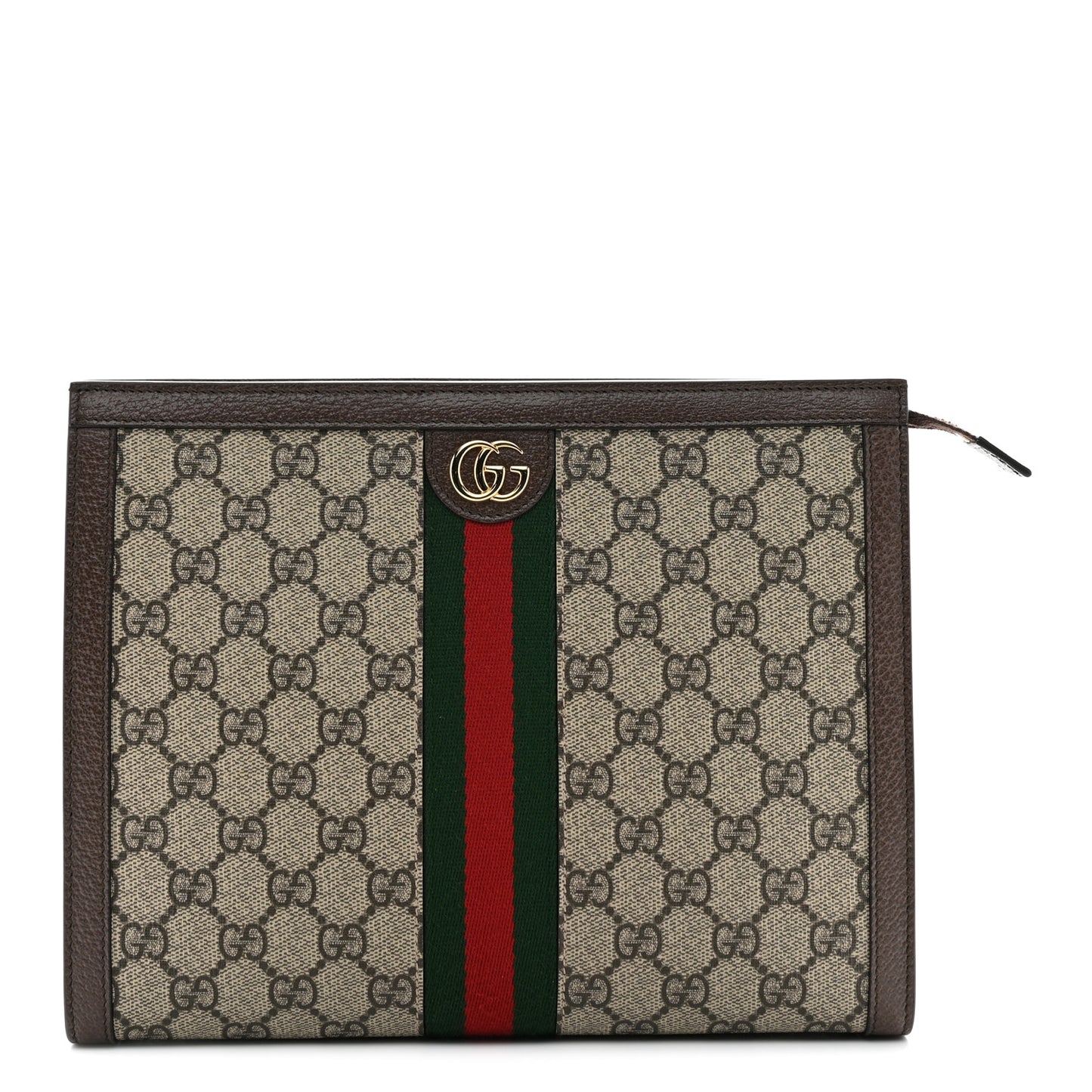 GG Supreme Monogram Web Ophidia Pouch Brown
