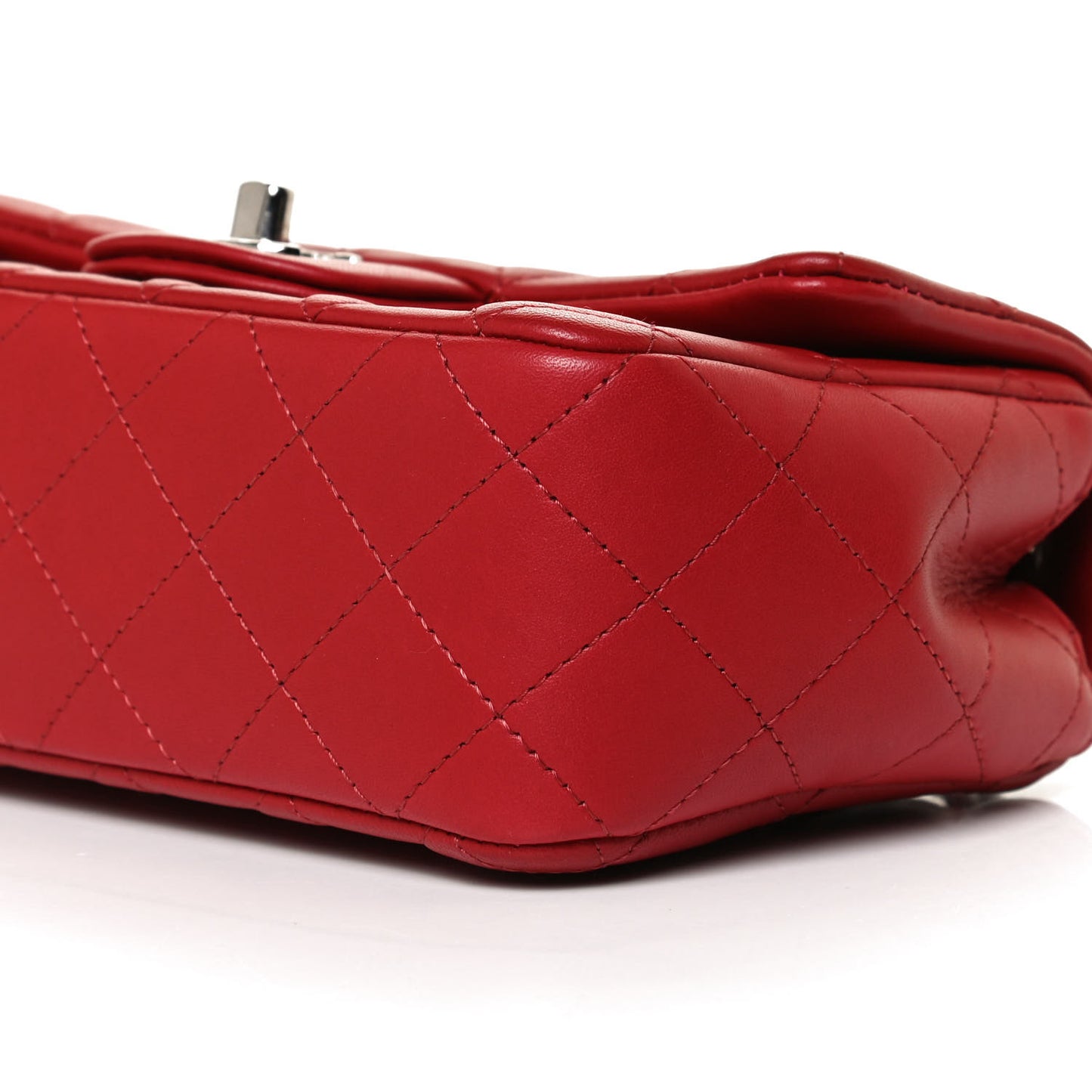 Lambskin Quilted Mini Rectangular Flap Red