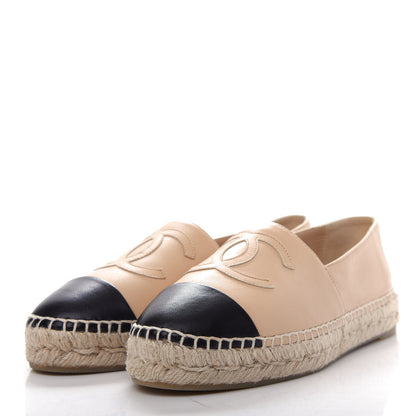 Chanel Lambskin CC Espadrilles 38 Beige Black 3 of 11