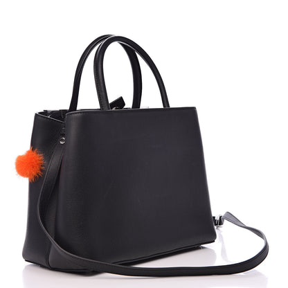 Fendi Vitello Dolce Mink Fur Pom Pom Petite 2Jours Tote Black Multicolor 3 of 11
