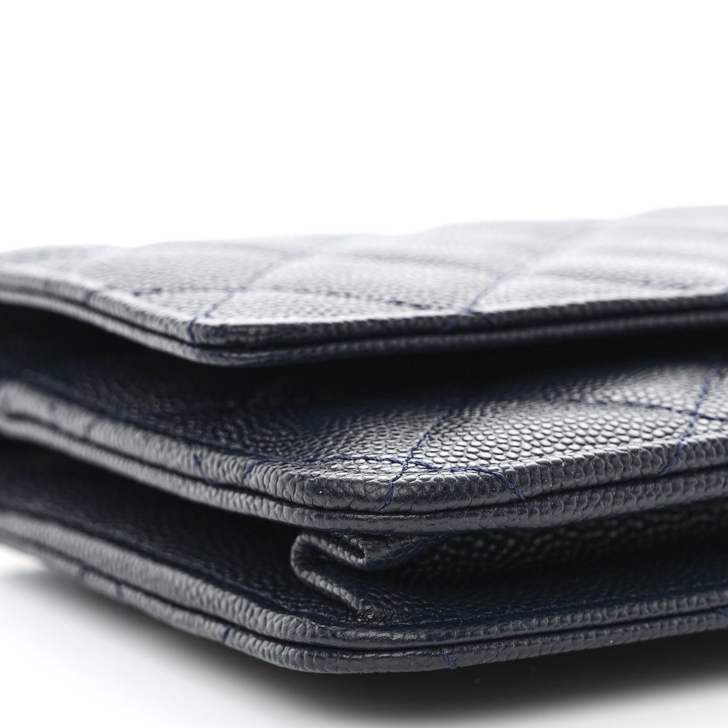 Caviar Quilted Wallet On Chain WOC Navy Blue