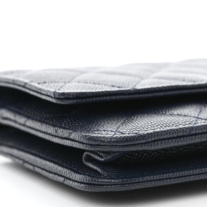 Chanel Caviar Quilted Wallet On Chain WOC Navy Blue 10 of 13