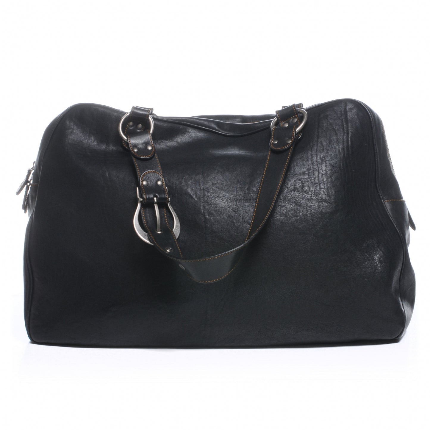 Leather XL Gaucho Zipped Tote Black
