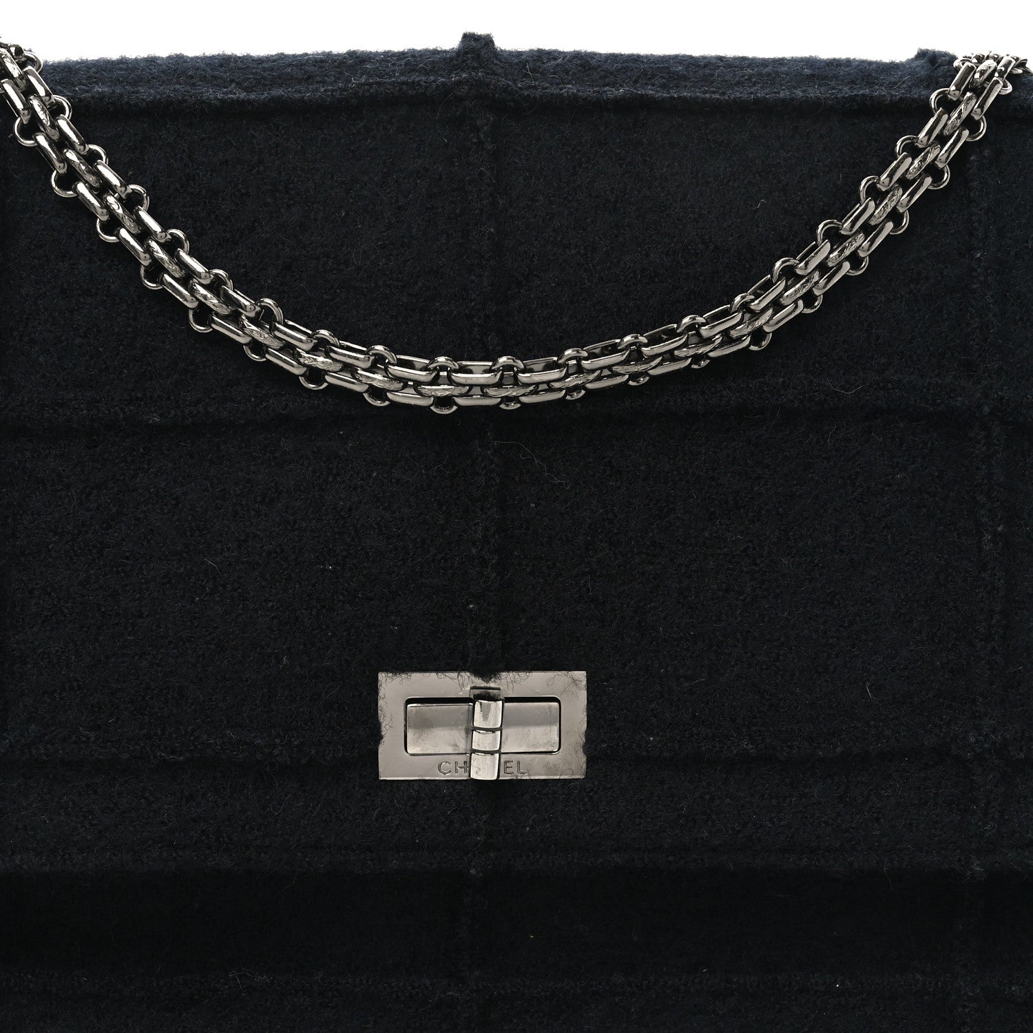 Chanel Wool Jumbo Chocolate Bar Mademoiselle Flap Black 8 of 10