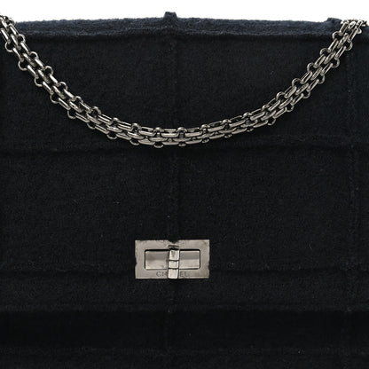 Chanel Wool Jumbo Chocolate Bar Mademoiselle Flap Black 8 of 10