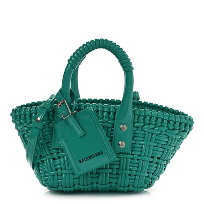 Balenciaga Faux Calfskin Braided Varnished XXS Bistro Basket Green 1 of 8