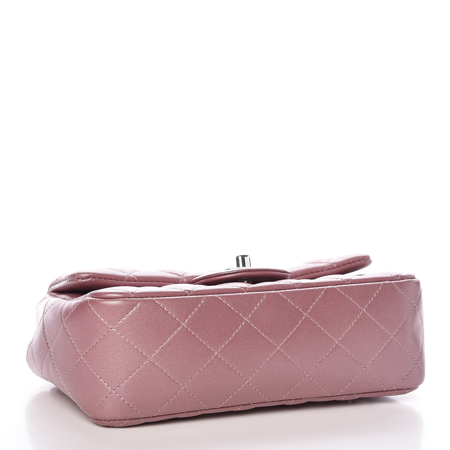 Metallic Lambskin Quilted Mini Rectangular Flap Pink