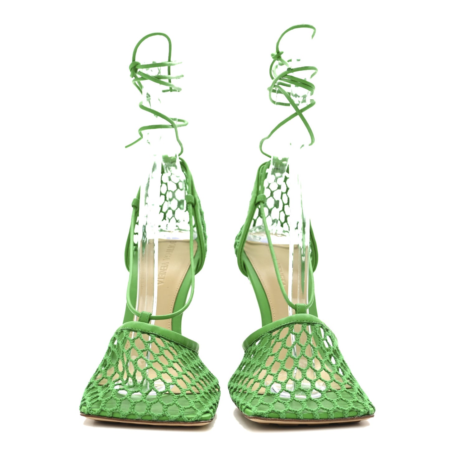 Mesh Nappa Stretch Ankle Tie 90mm Sandals 38 Grass