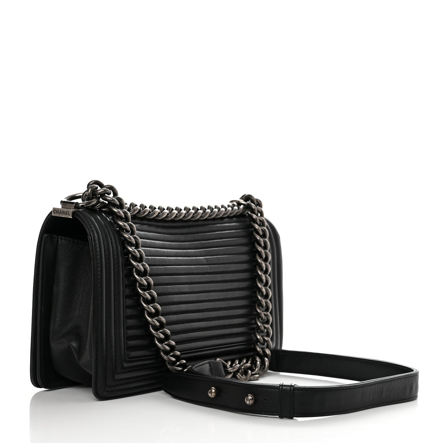 Chanel Calfskin Horizontal Quilted New Medium Boy Flap Black 3 of 13