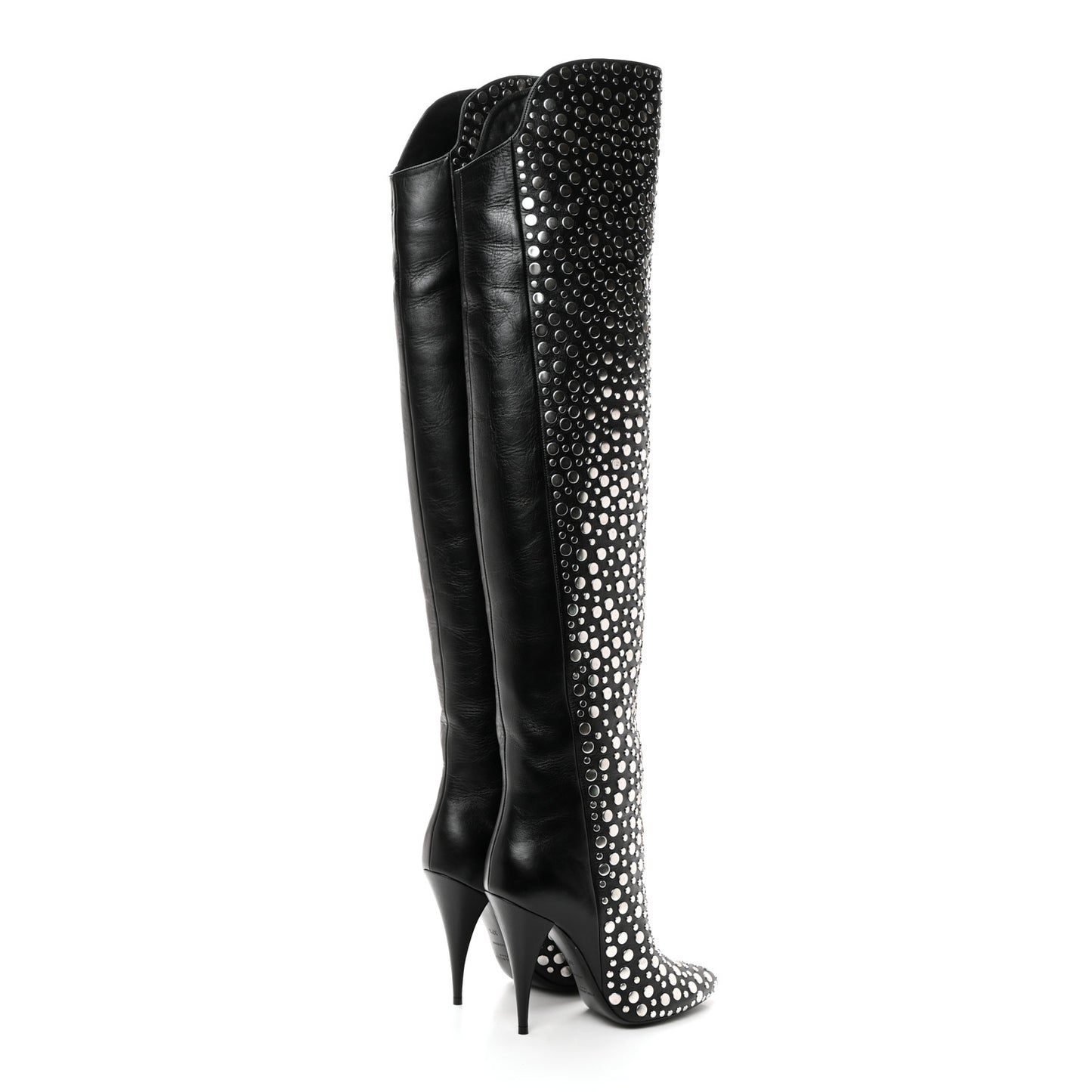 Vertigo Stella Calfskin Nikel Palladio Kiki 110 Studded Over The Knee Boots 37.5 Black