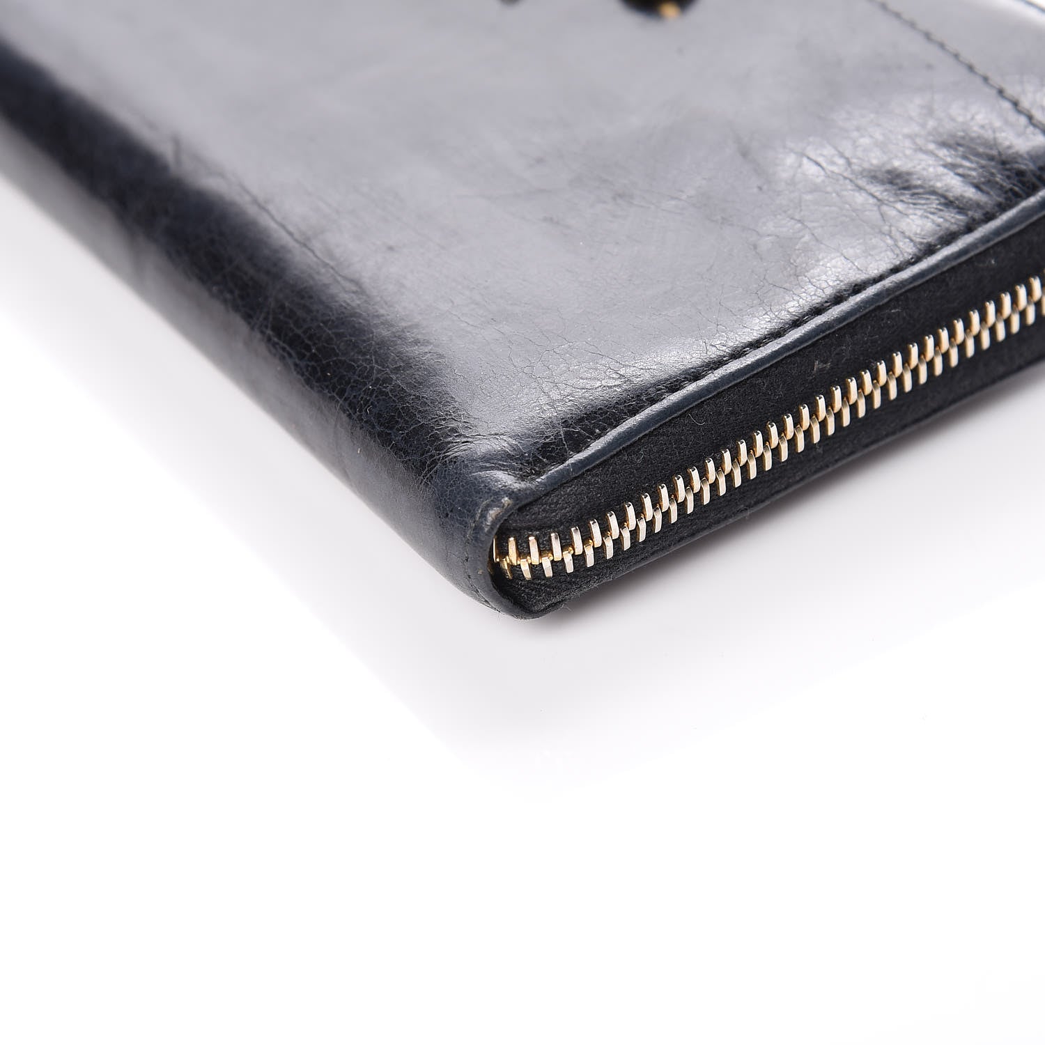 Prada Vitello Shine Bow Zip Around Wallet Black 8 of 12
