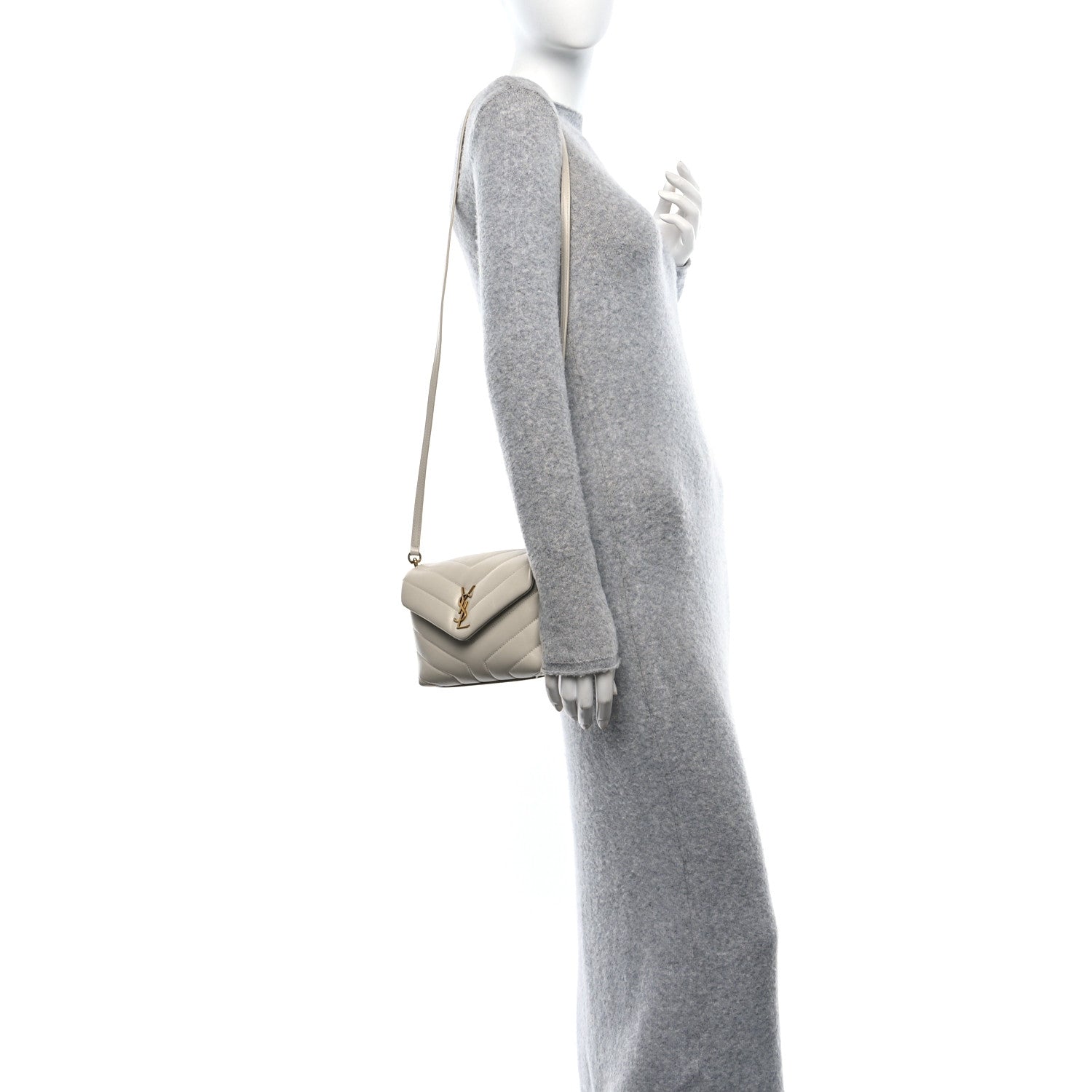 Saint Laurent Calfskin Y Quilted Monogram Toy Loulou Crossbody Bag Crema Soft 2 of 11