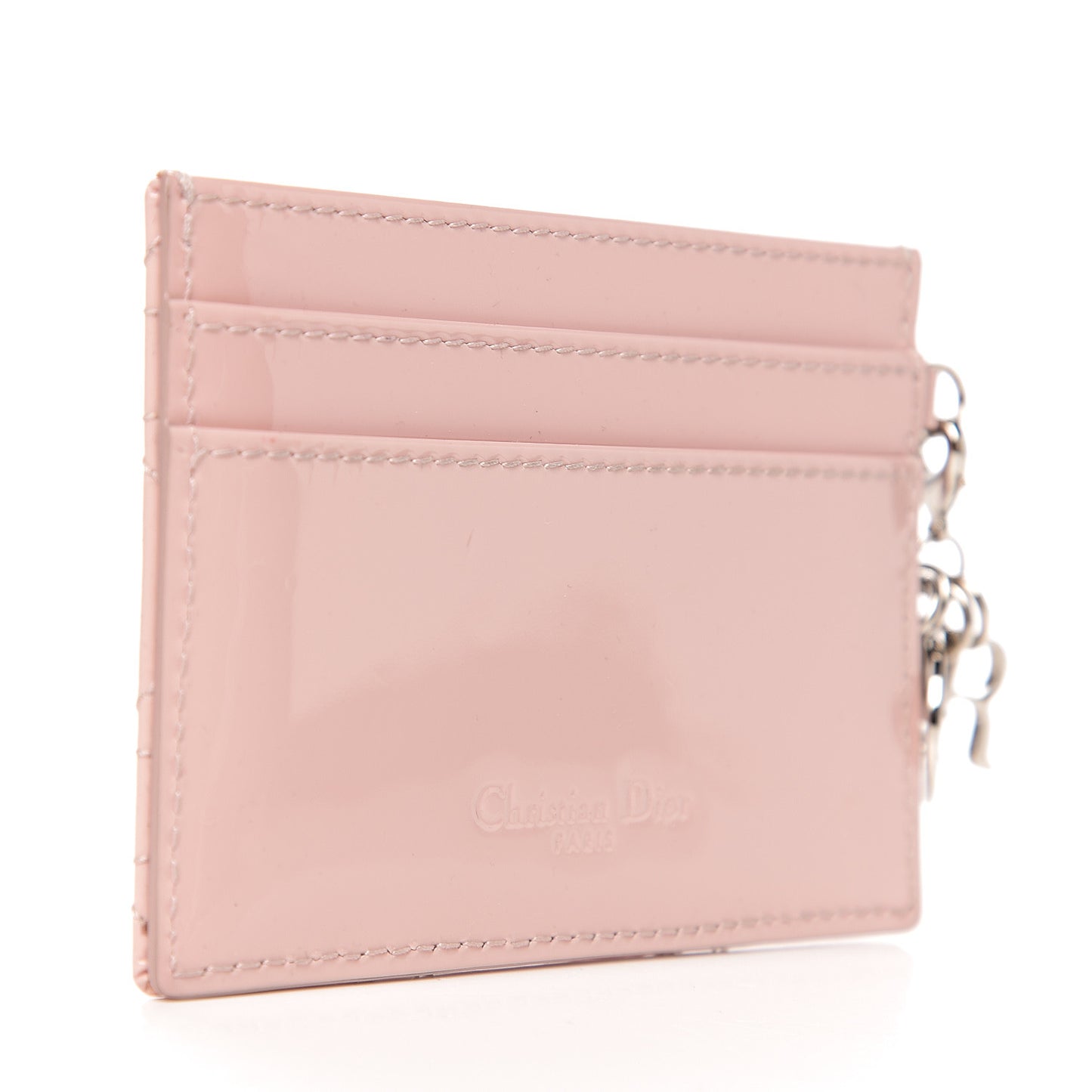 Patent Cannage Lady Dior Card Holder Pink