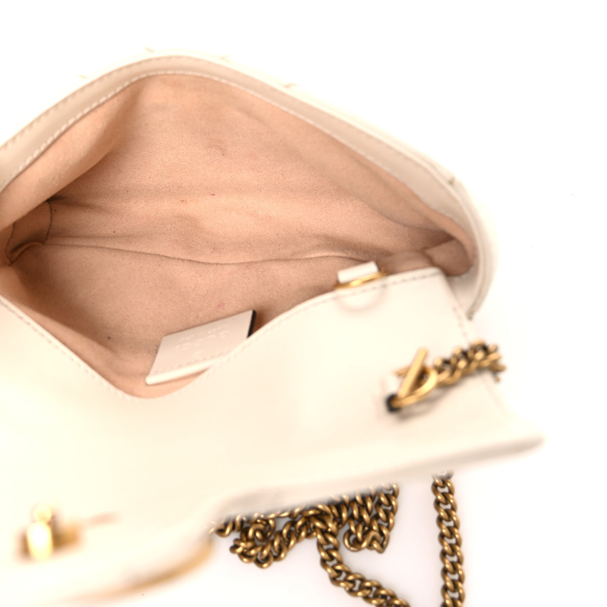 Calfskin Matelasse Super Mini GG Marmont Shoulder Bag White