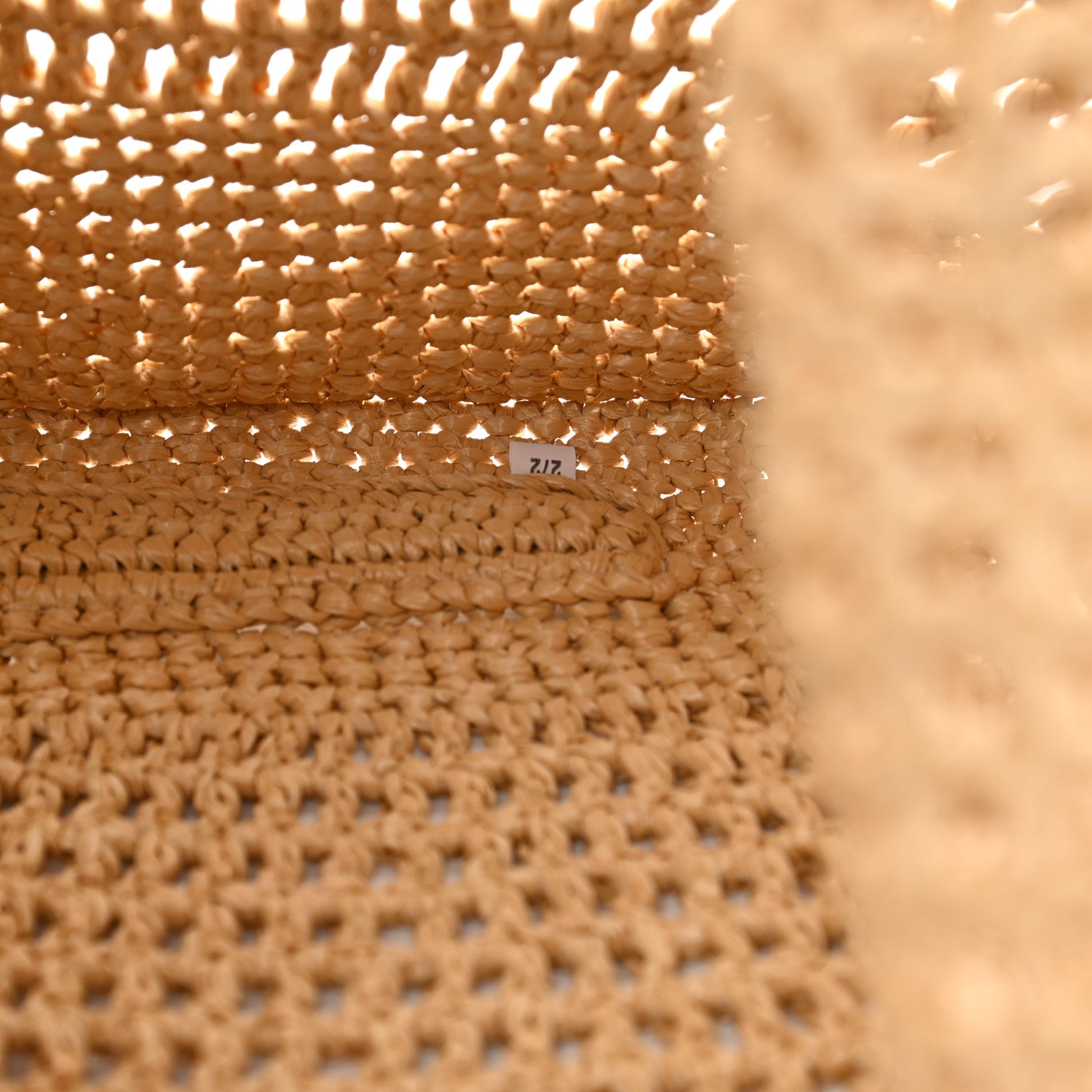 Prada Yarn Raffia Effect Crochet Logo Embroidered Shopping Tote Bag Naturale 7 of 10