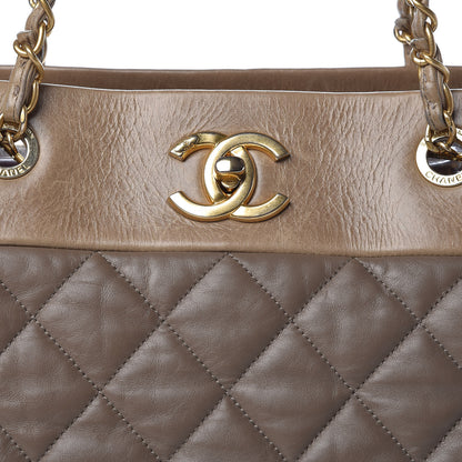 Chanel Calfskin Quilted Large Soft Elegance Tote Brown 8 of 16