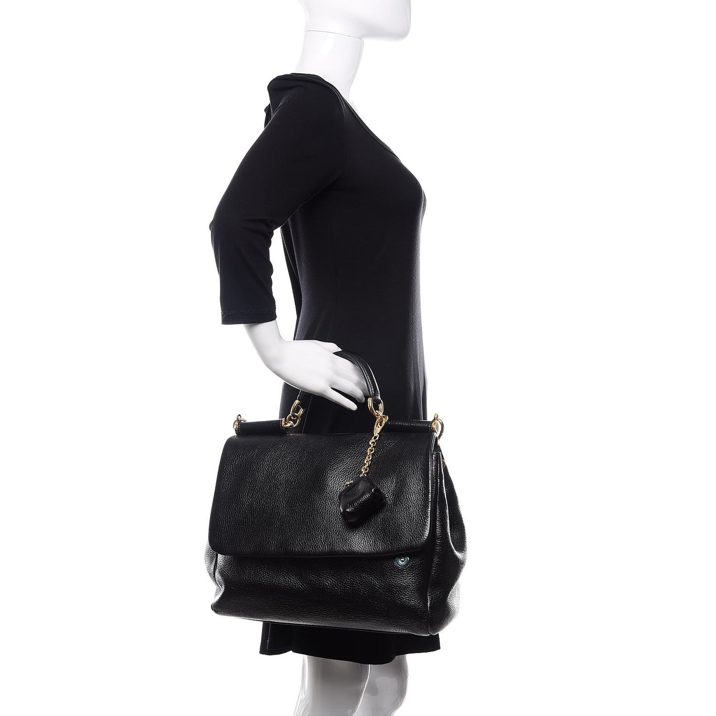 Grained Deerskin Large Miss Sicily Satchel Black