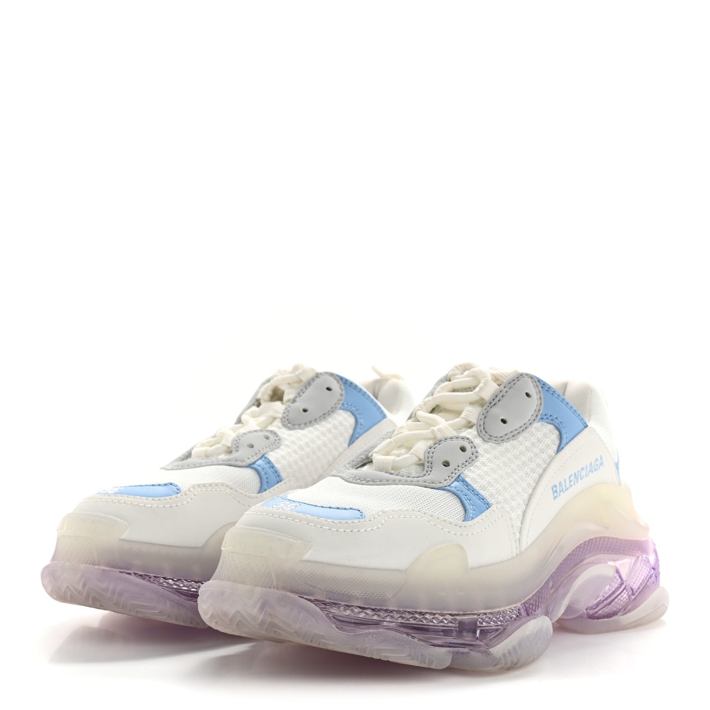 Fabric Mesh Clear Sole Womens Triple S Sneakers 36 Light Blue Grey Lilac White