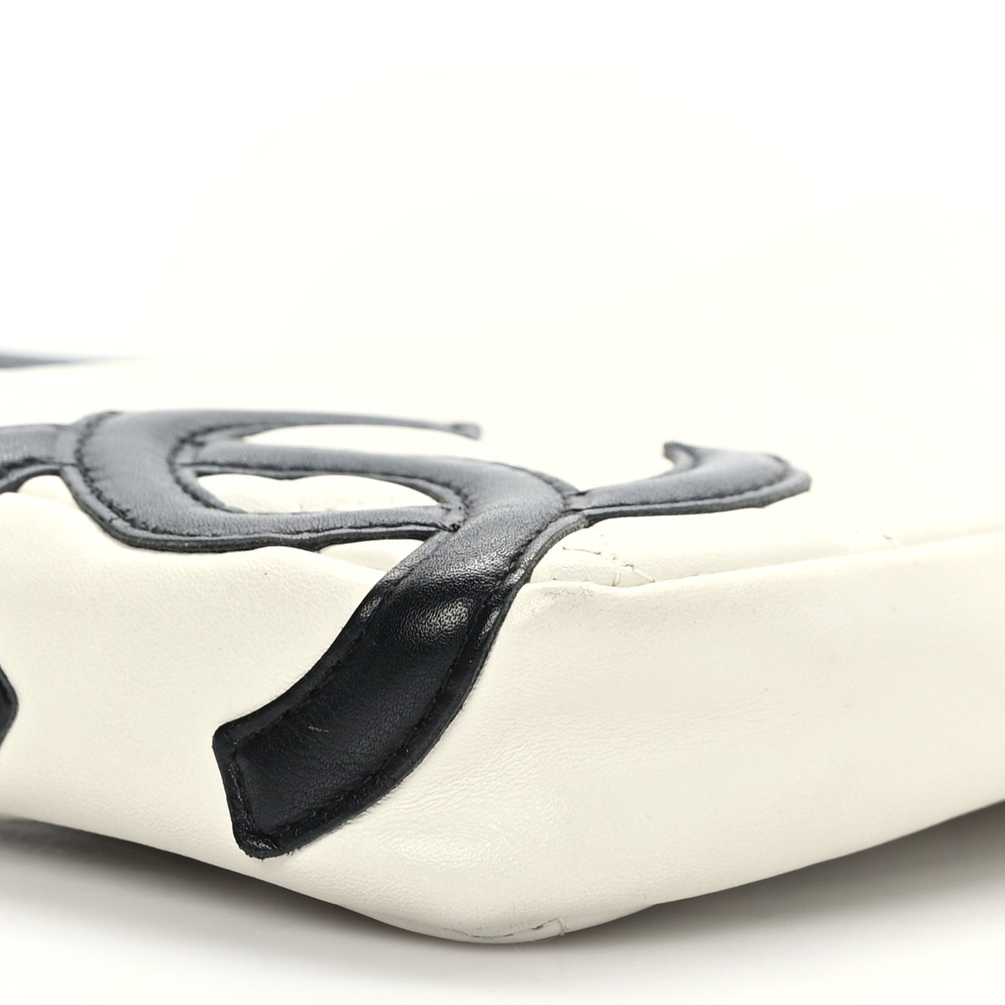 Calfskin Quilted Cambon Pochette White Black