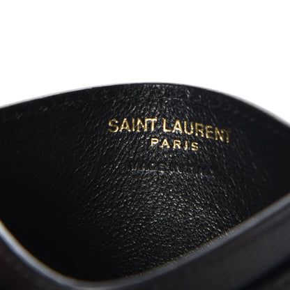 Saint Laurent Grain De Poudre Matelasse Chevron Monogram Credit Card Case Black 7 of 9