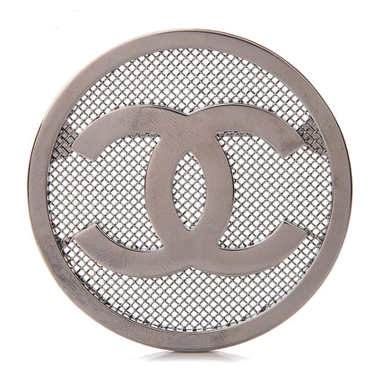 Chanel Mesh Circle CC Brooch Silver 1 of 5