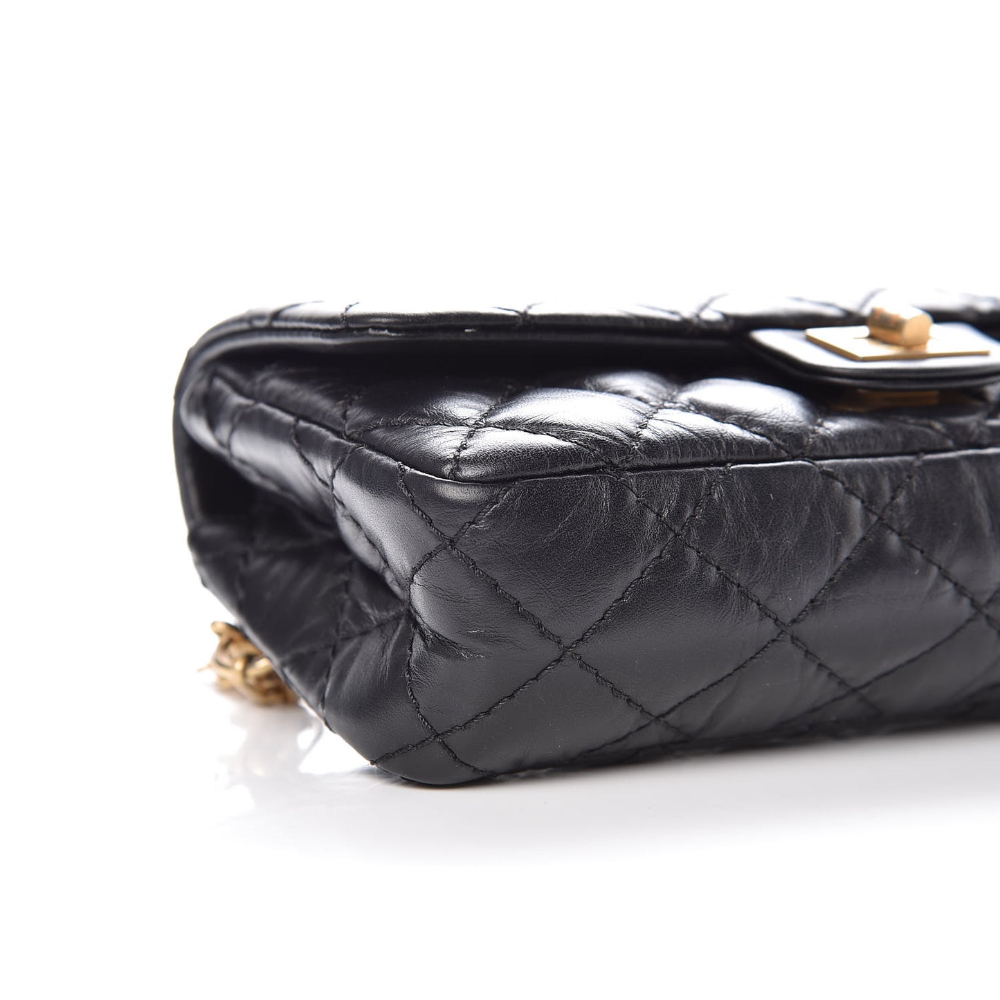 Aged Calfskin Quilted 2.55 Reissue Chain Waist Bag Black