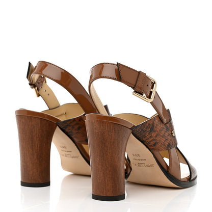 Jimmy Choo Patent Snake Printed AIX 85 Sandals 38.5 Cuoio 4 of 8