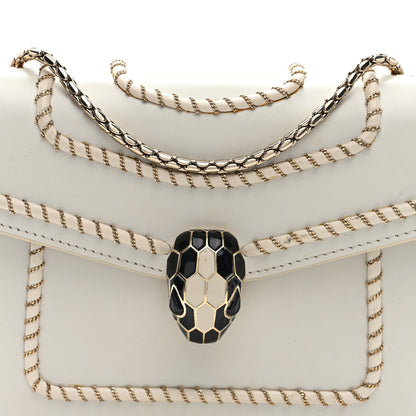 Bulgari Calfskin Woven Chain Serpenti Forever Crossbody Bag White 7 of 9