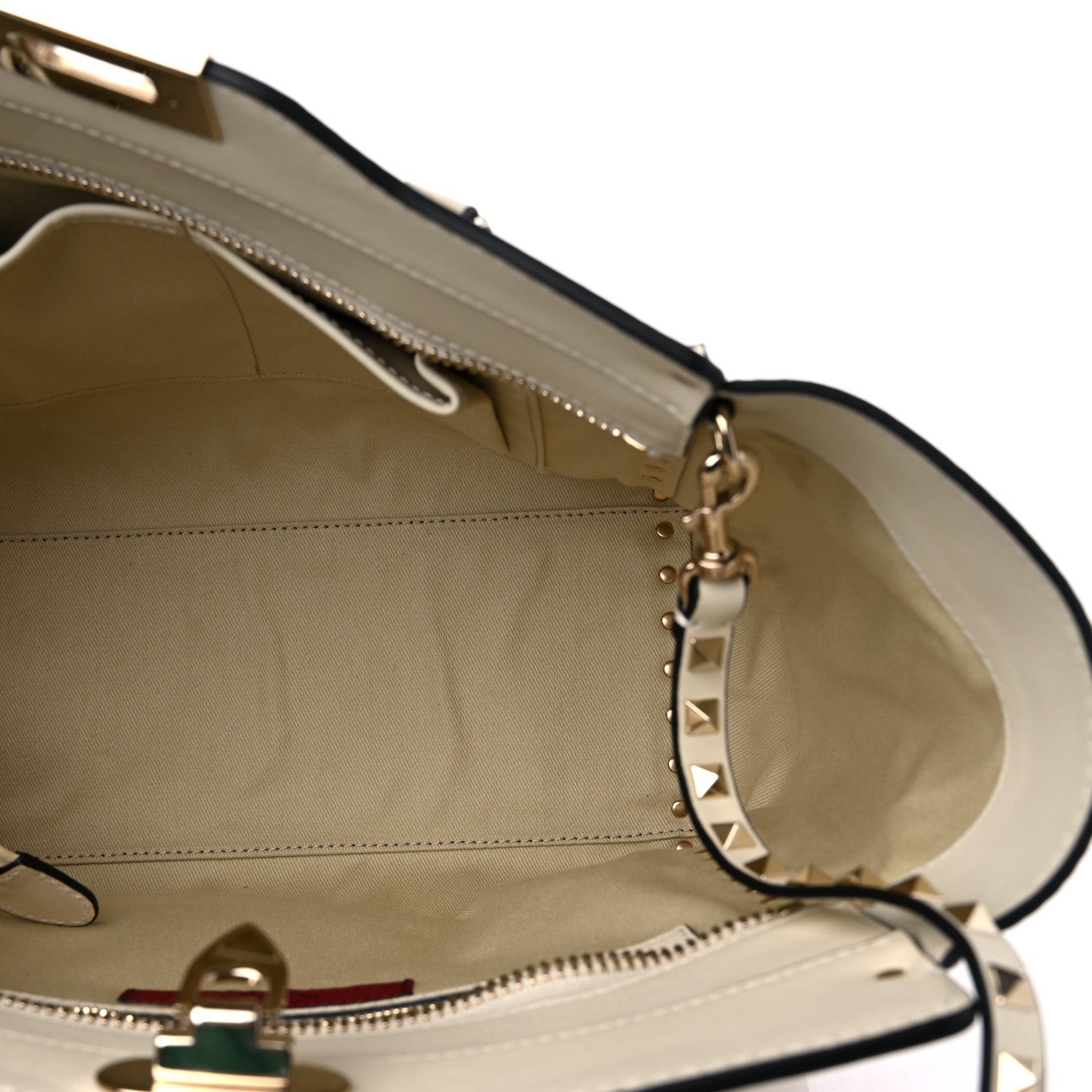 Valentino Garavani Vitello Rockstud Double Handle Tote Ivory 5 of 9