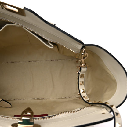 Valentino Garavani Vitello Rockstud Double Handle Tote Ivory 5 of 9
