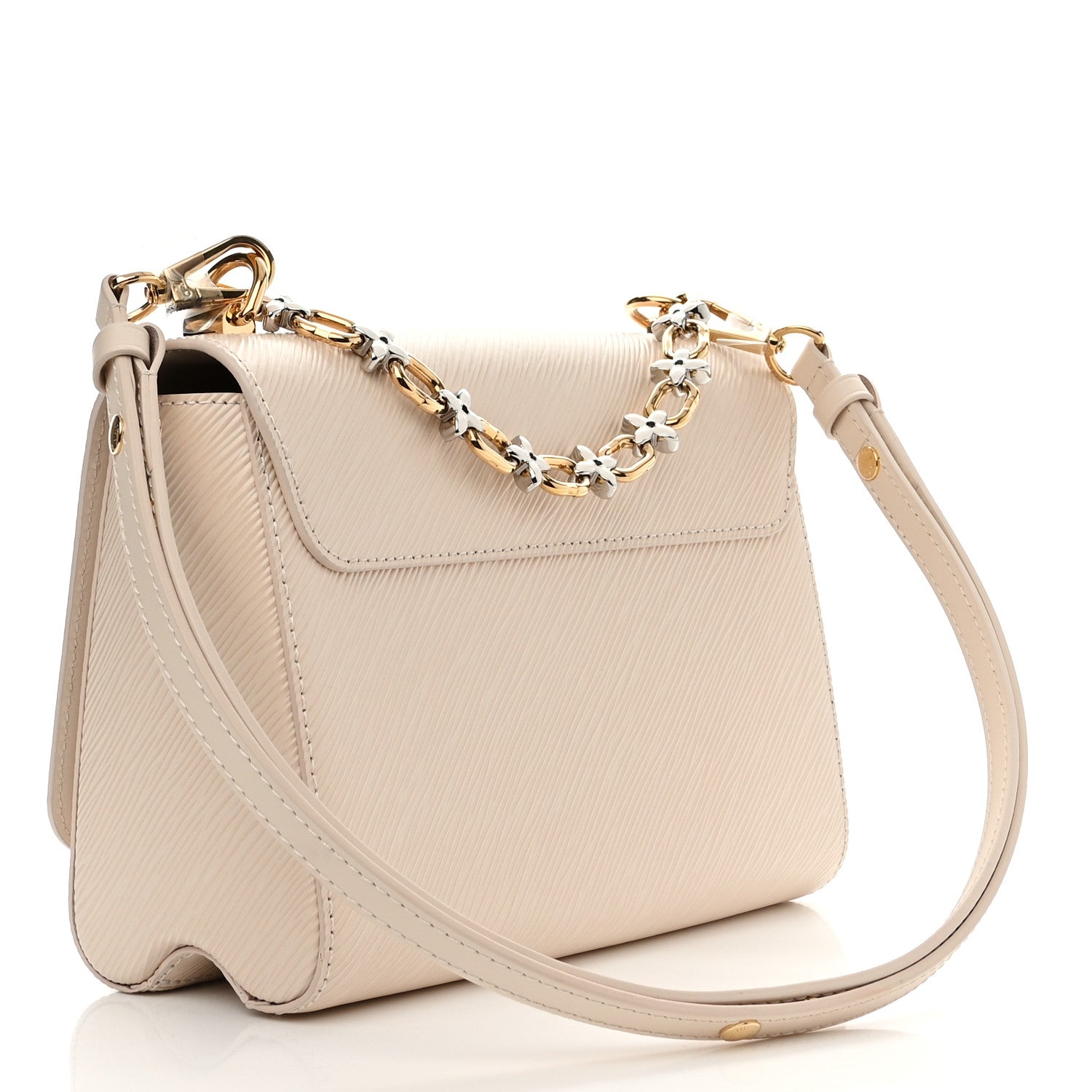 Louis Vuitton Epi Twist Monogram Flower Chain Shoulder Bag MM Quartz White 4 of 11