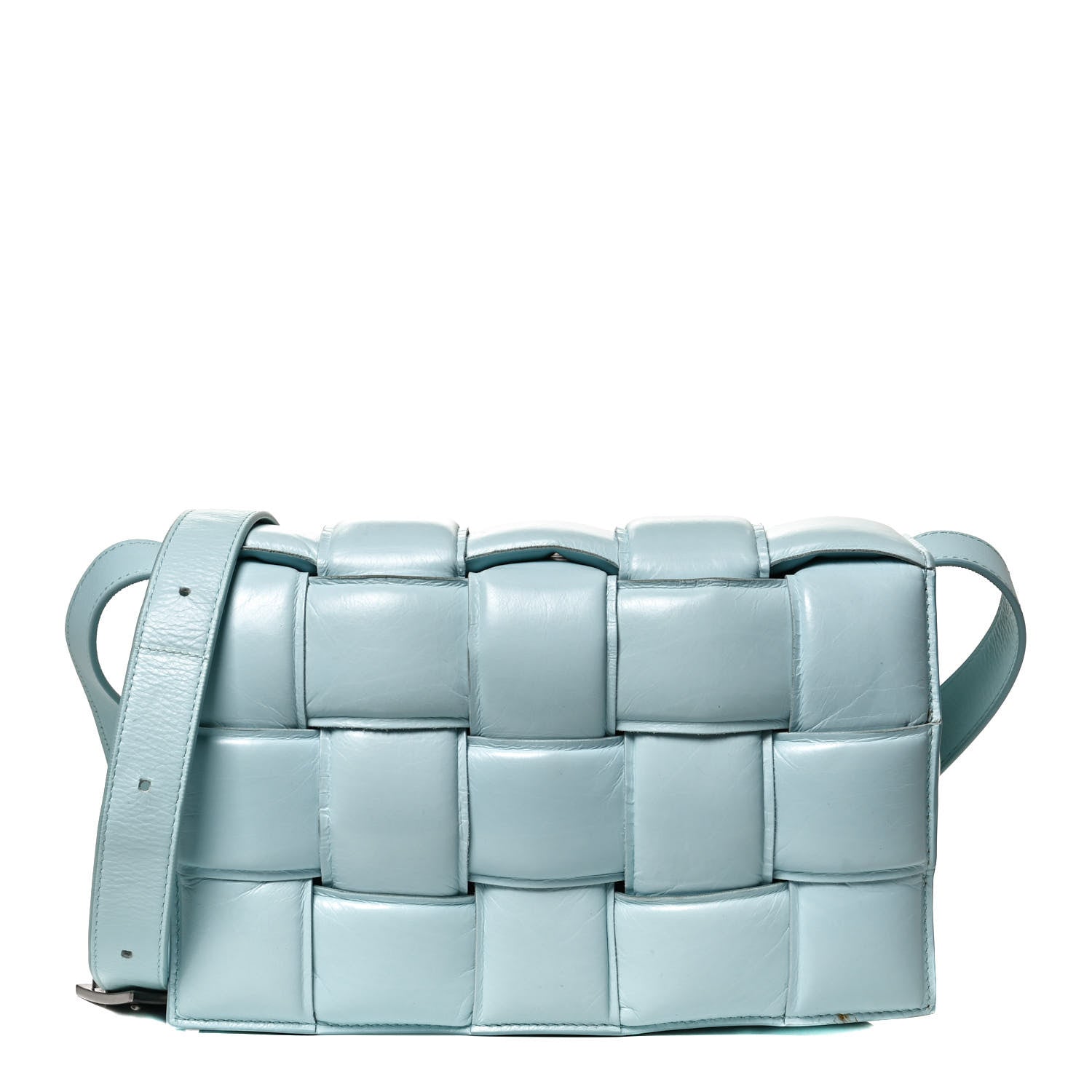 Bottega Veneta Paper Calfskin Maxi Intreccio Padded Cassette Crossbody Bag Ice 1 of 14