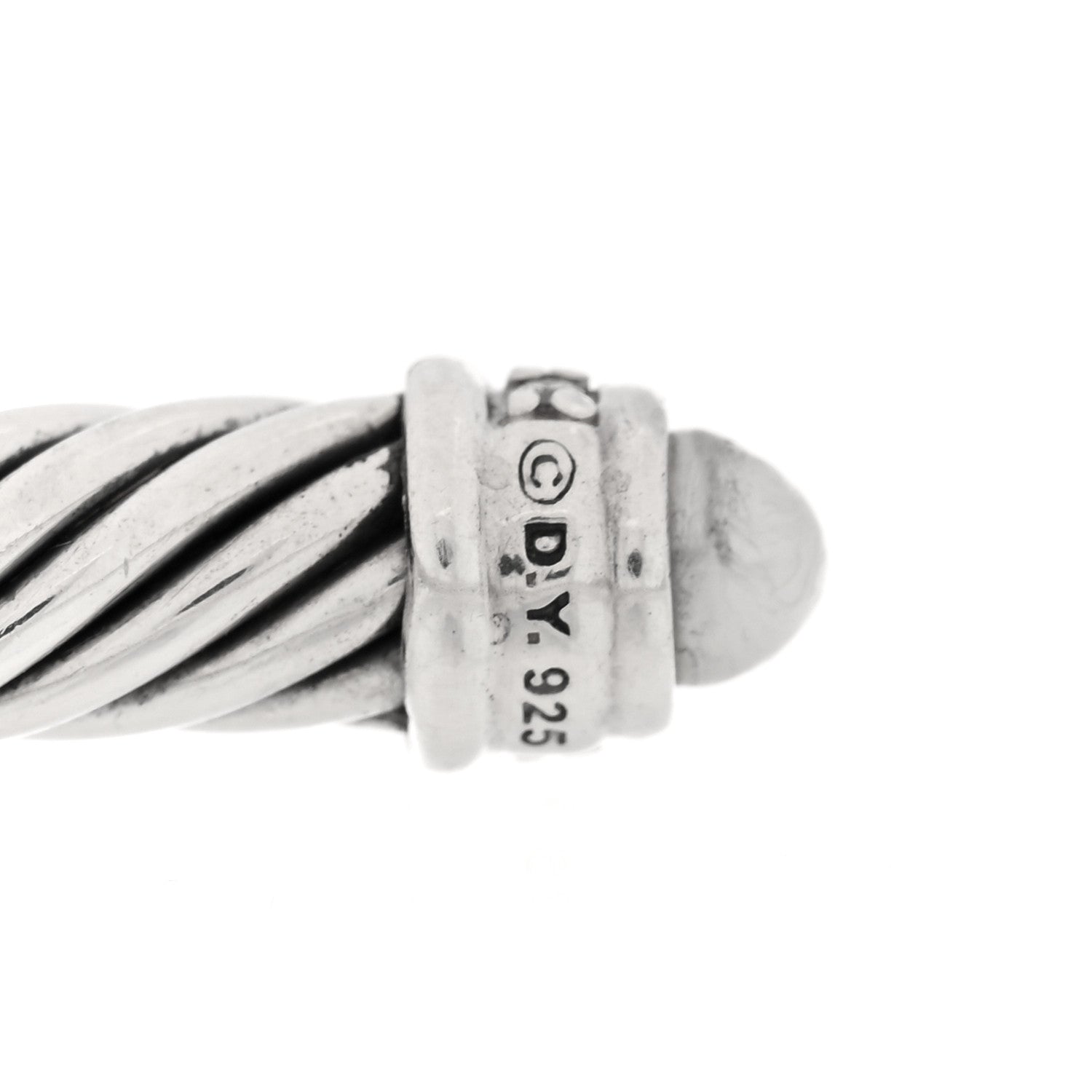 David Yurman Sterling Silver Cultured Pearl Diamond 5mm Cable Classics Bracelet 3 of 3
