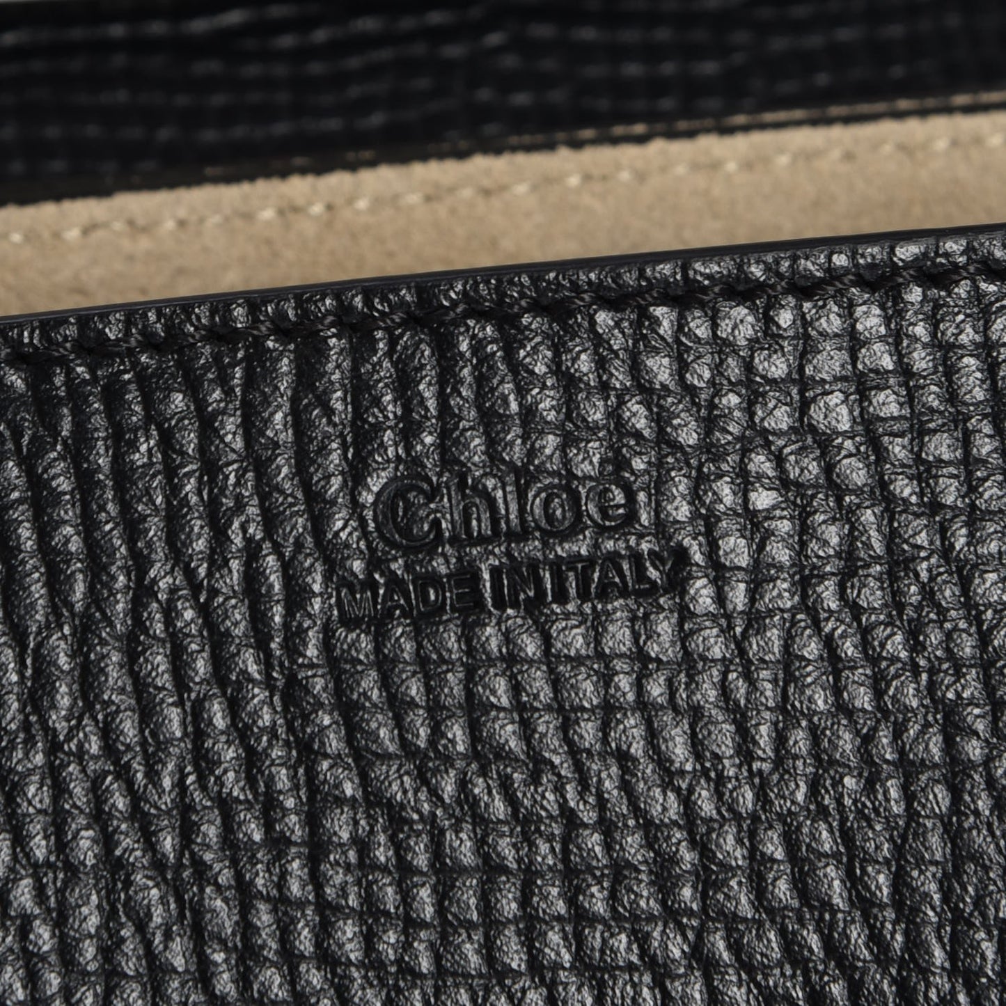 Grained Calfskin Lambskin Mini Bi-Color Drew Shoulder Bag Black Powder Beige
