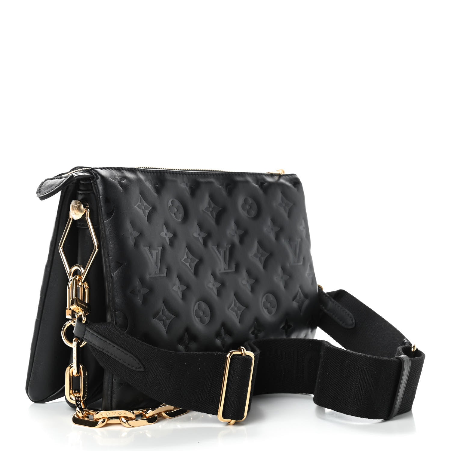Louis Vuitton Lambskin Embossed Monogram Coussin PM Black 3 of 8