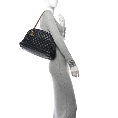 Chanel Lambskin Quilted Large Just Mademoiselle Bowling Bag Black 2 of 12