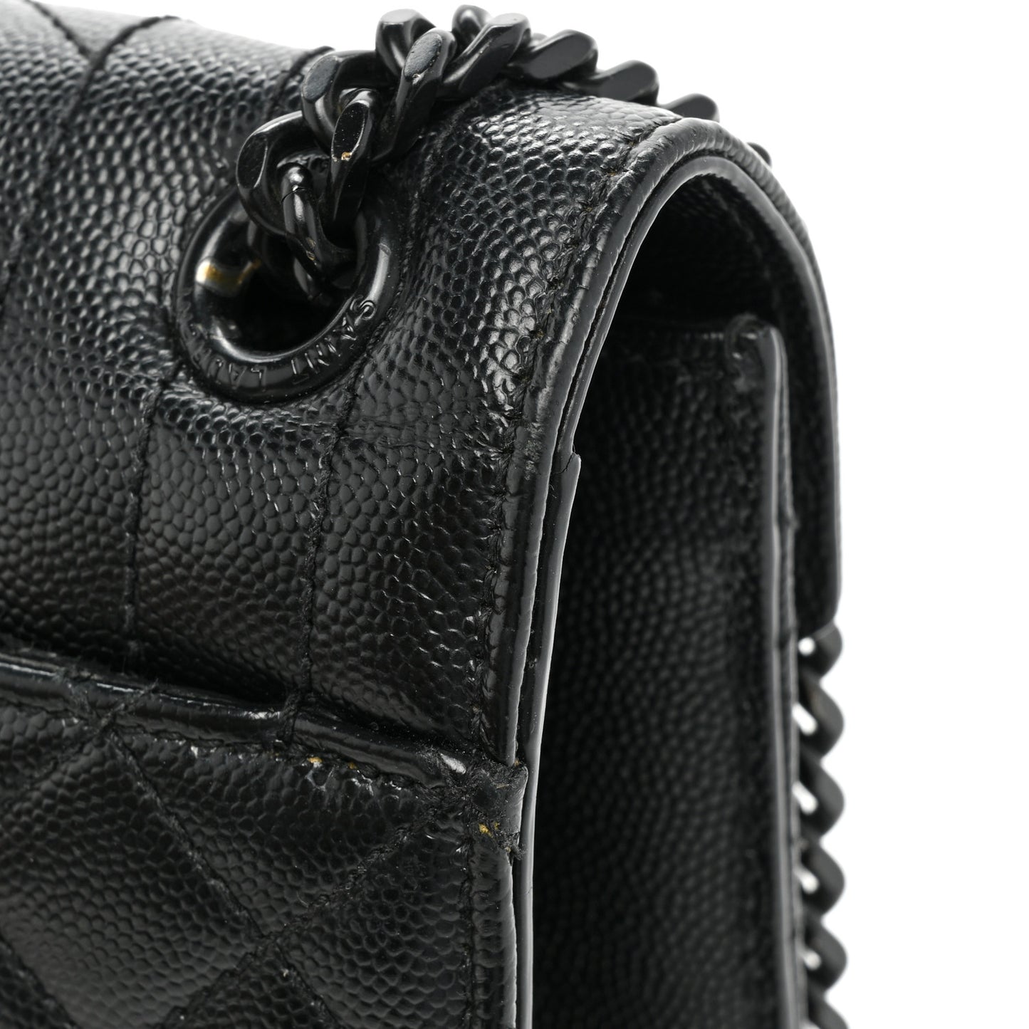 Grain De Poudre Textured Mixed Matelasse Triquilt Medium Monogram Monochrome Satchel Black