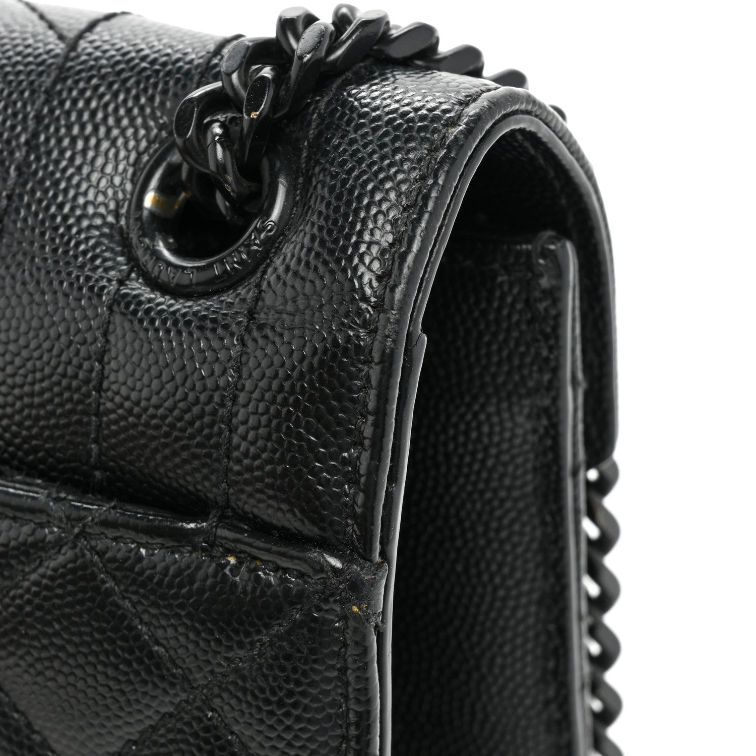 Saint Laurent Grain De Poudre Textured Mixed Matelasse Triquilt Medium Monogram Monochrome Satchel Black 15 of 15
