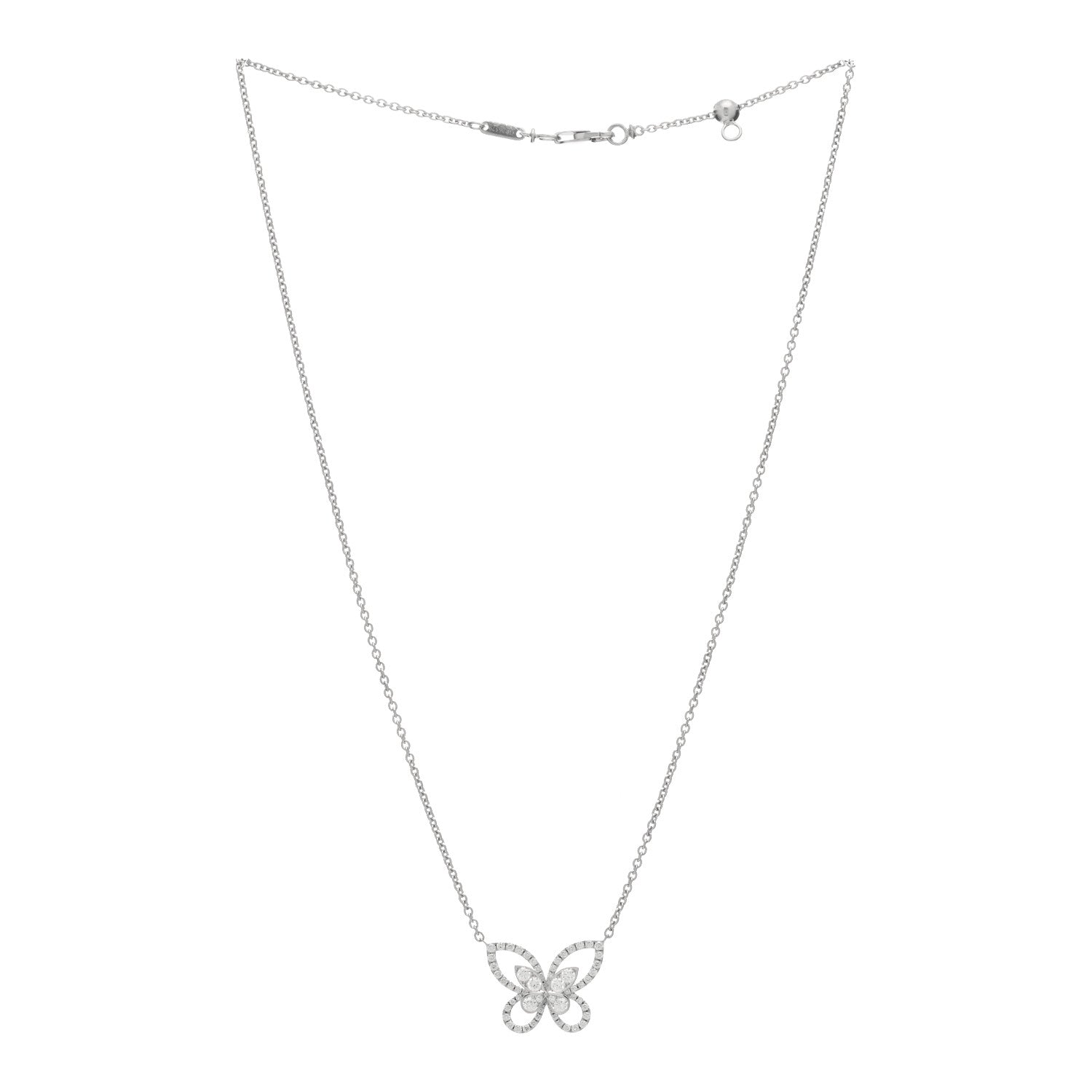 Graff 18K White Gold Diamond Butterfly Silhouette Pendant Necklace 2 of 3