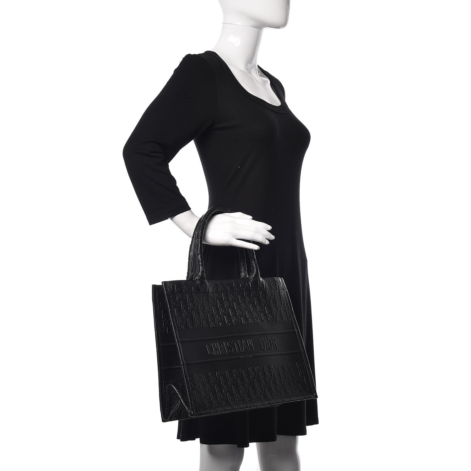 Christian Dior Oblique Calfskin Embossed Medium Book Tote Black 2 of 10
