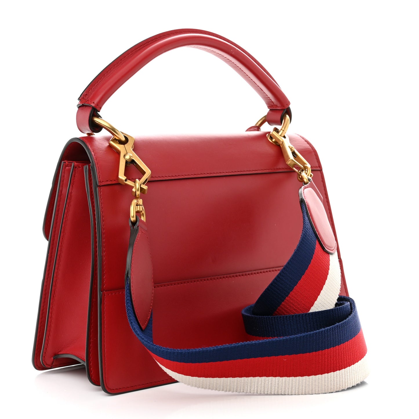 Calfskin Sylvie Web Small Queen Margaret Top Handle Bag Red