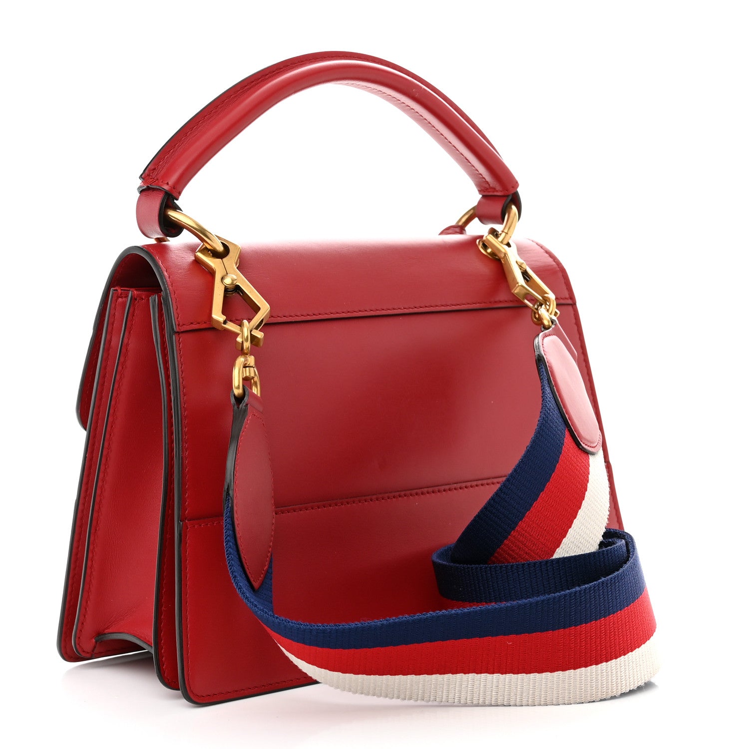 Gucci Calfskin Sylvie Web Small Queen Margaret Top Handle Bag Red 3 of 13