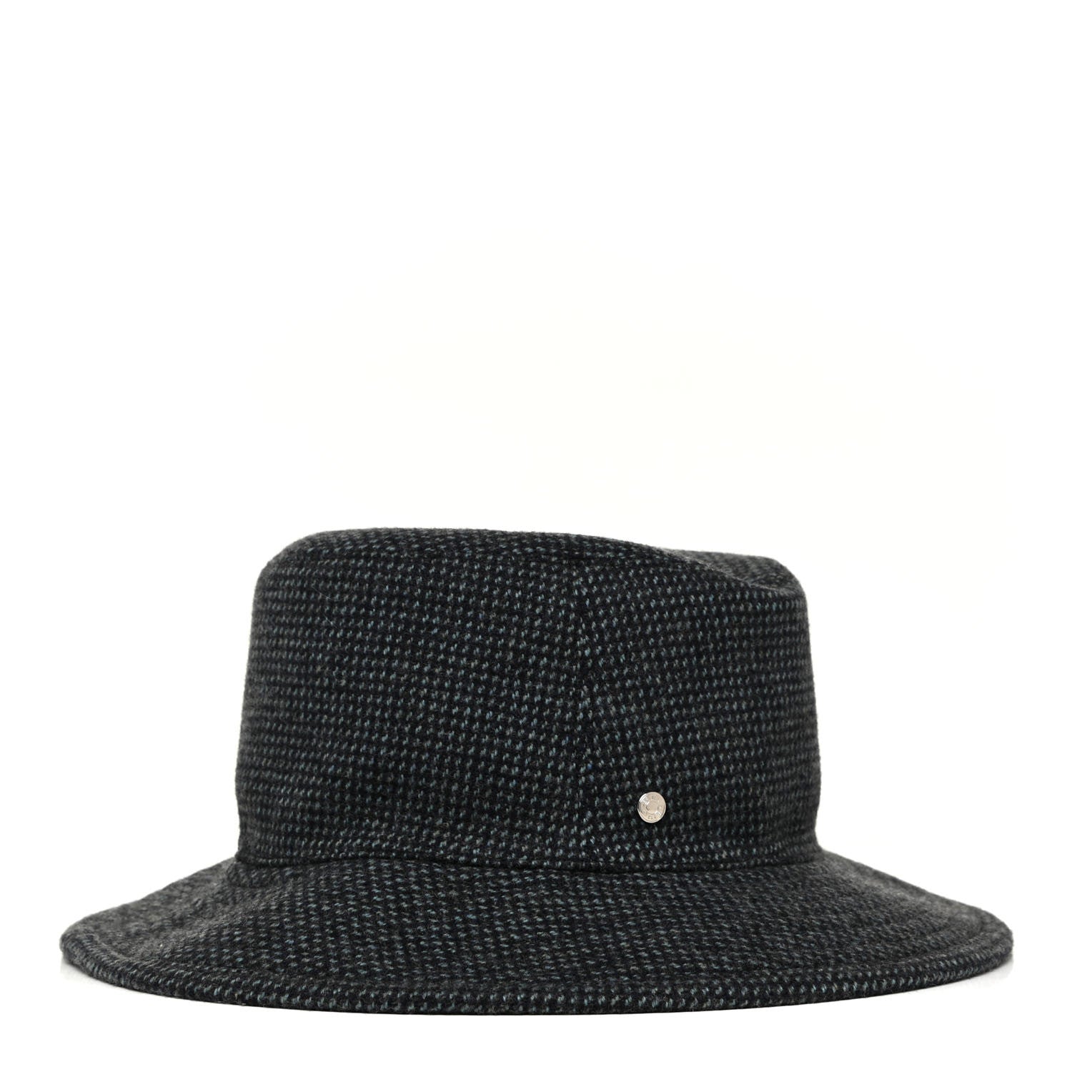 Hermes Wool Cashmere Flannel Plaid Colorado Hat 57 Bleu Payne 3 of 5
